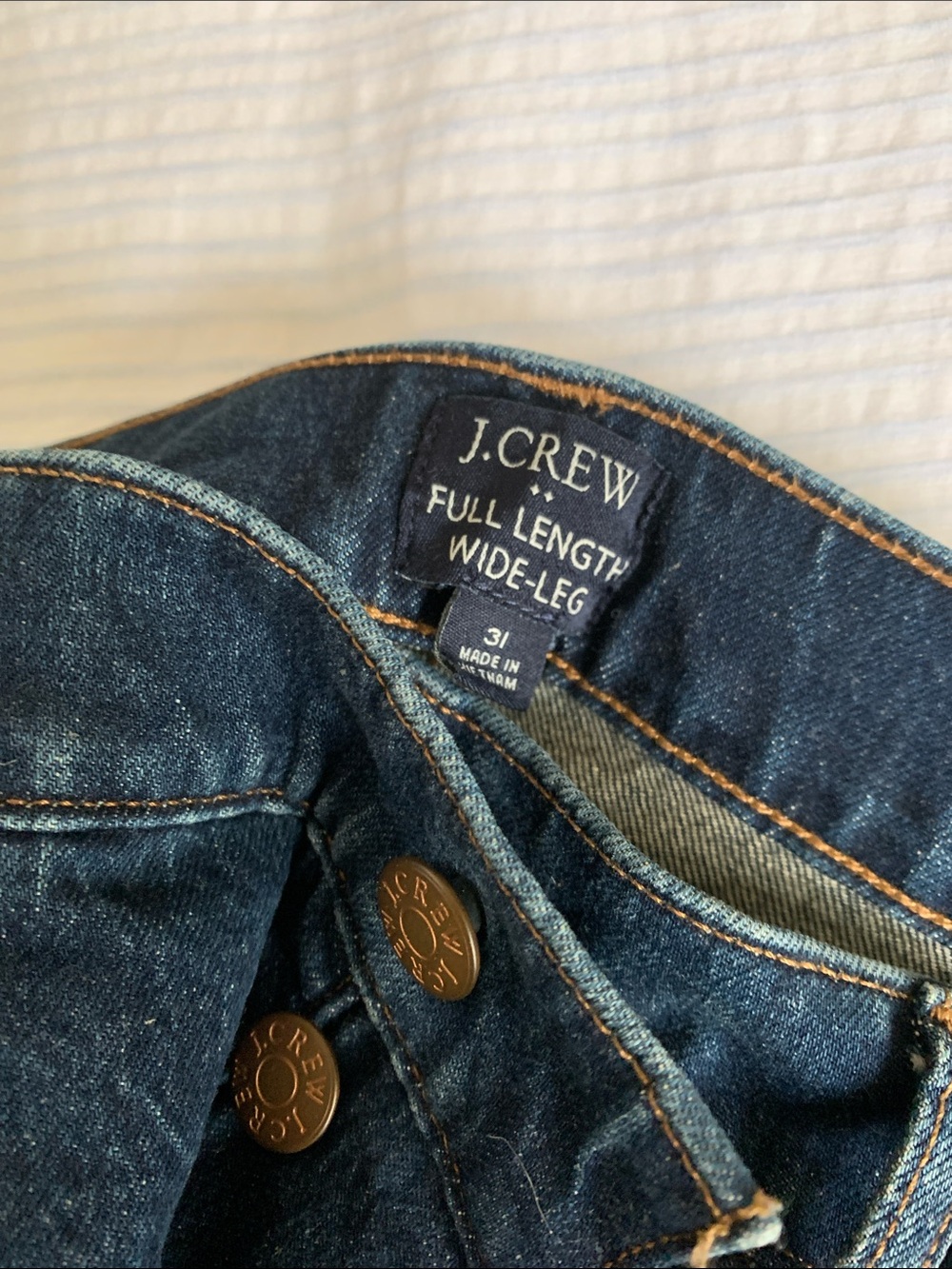 J. Crew Dark Indigo Wide-Leg Jeans with Branded Buttons